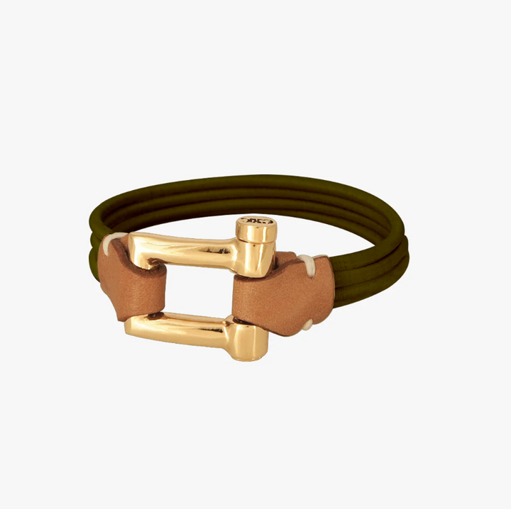 CXC Gold Green Leather Bracelet