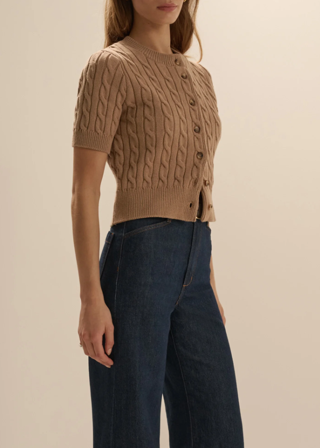 The Cafe Cable Cardigan, Camel