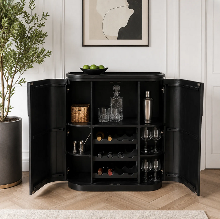 Modern Bar Cabinet, Black