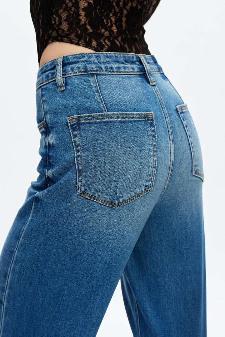Bella High Rise Wide Leg Jeans, Medium Blue