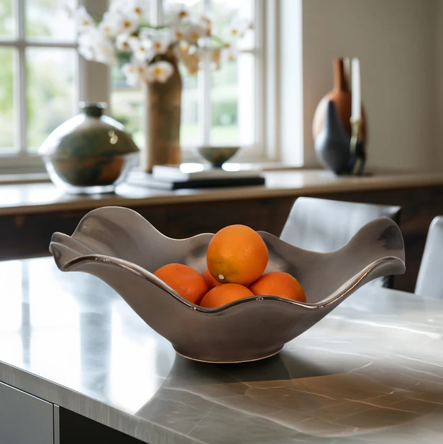 Bronze Metal Ruffled Edge Bowl