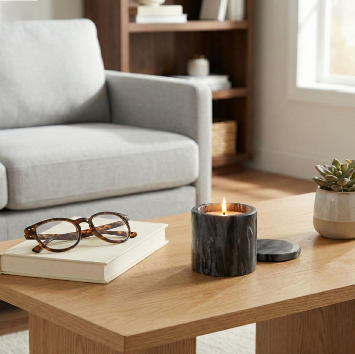 Hazel Amber & Oak Marble Candle