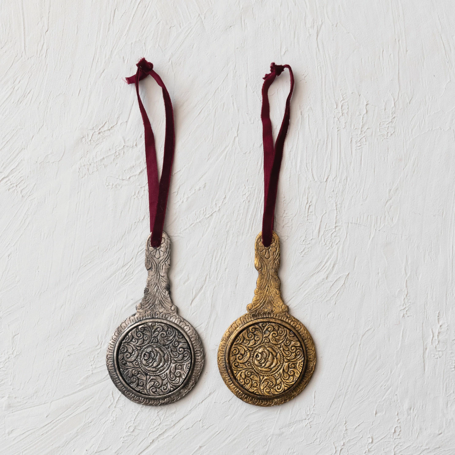 Embossed Hand Mirror Ornament - Thumbnail 4