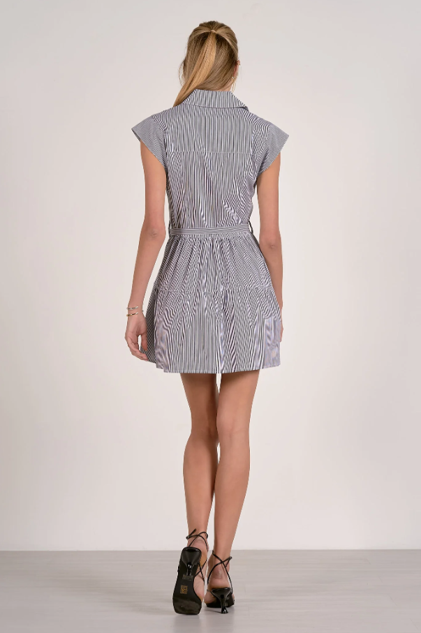 Cap Sleeve Tiered Mini, Dark Navy Stripe - 13 Hub Lane   |  