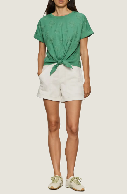 All Day Tie Tee, Green Juice Embroidered