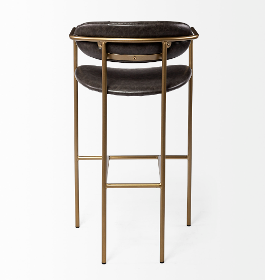 Parker Faux Leather & Gold Metal Bar Stool - Thumbnail 3