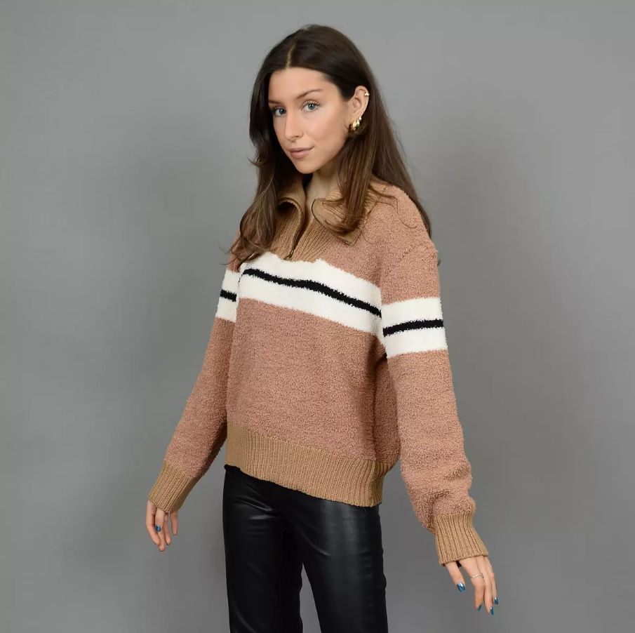 Solanda Mock Neck Sweater, Brown