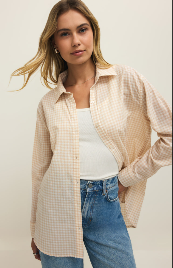 Seaport Gingham Button-Up, Parchment - 13 Hub Lane   |  Button-Ups