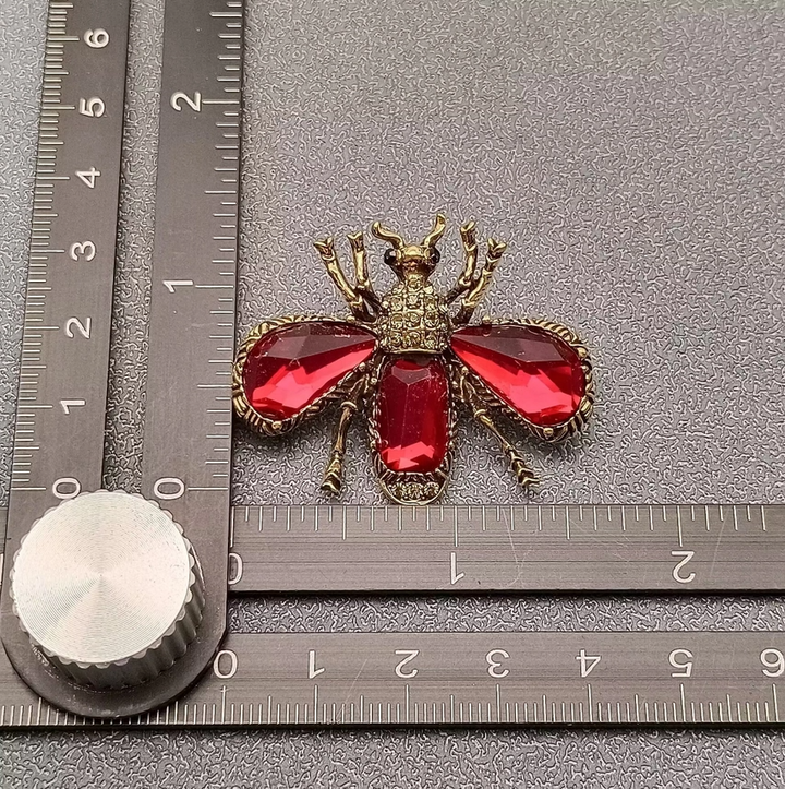 Inlaid Glass & Rhinestone Bee Brooch