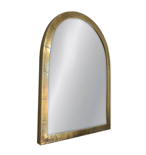 Large Antique Brass Textured Arch Mirror - 13 Hub Lane   |  