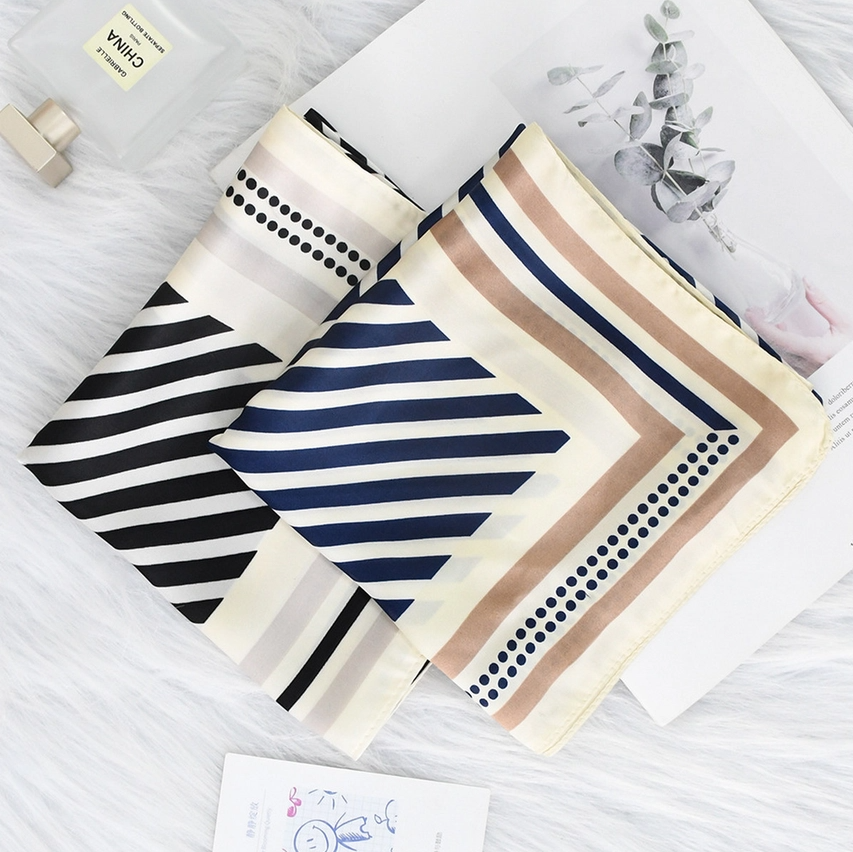 Striped Satin Square Scarf