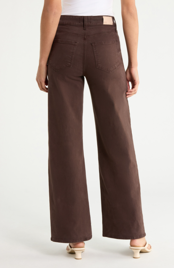 Paige Anessa Wide Leg Jean, Rich Chocolate