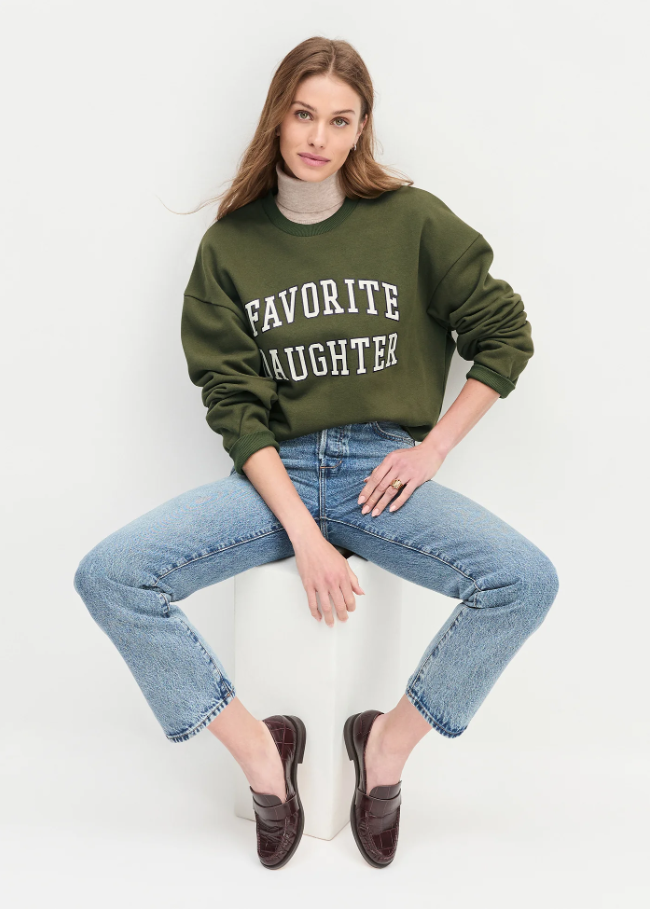 Favorite Daughter Cropped Collegiate Sweatshirt, Smoketree w/ Gardenia - 13 Hub Lane   |  Cropped Sweatshirts