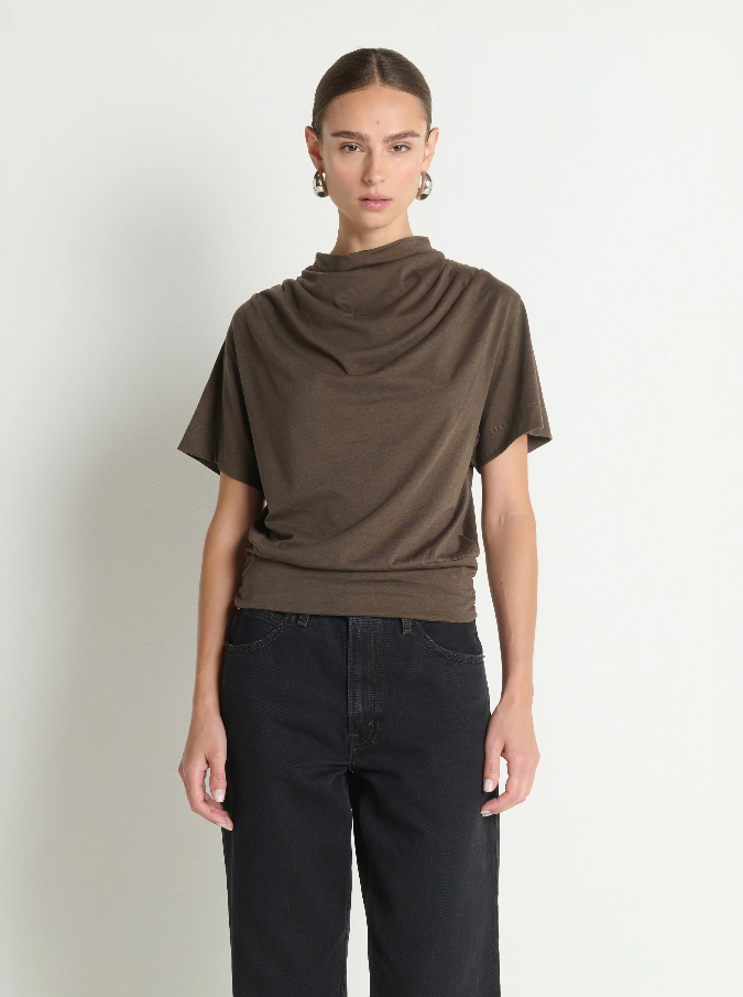 Nation LTD Daryl Cowlneck Tee, Espresso - 13 Hub Lane   |  Cowl Neck Tees