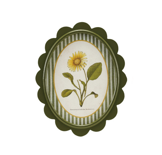 Scalloped Flower, Green Stripe Mat