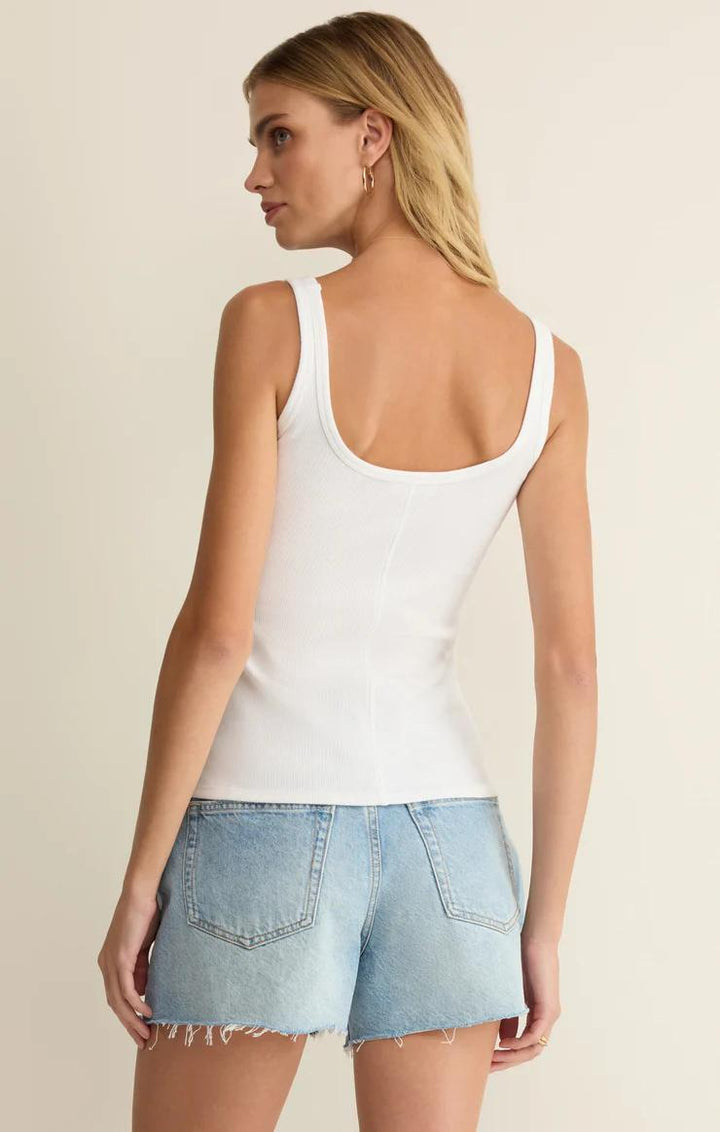 Renae Rib Tank Top, White