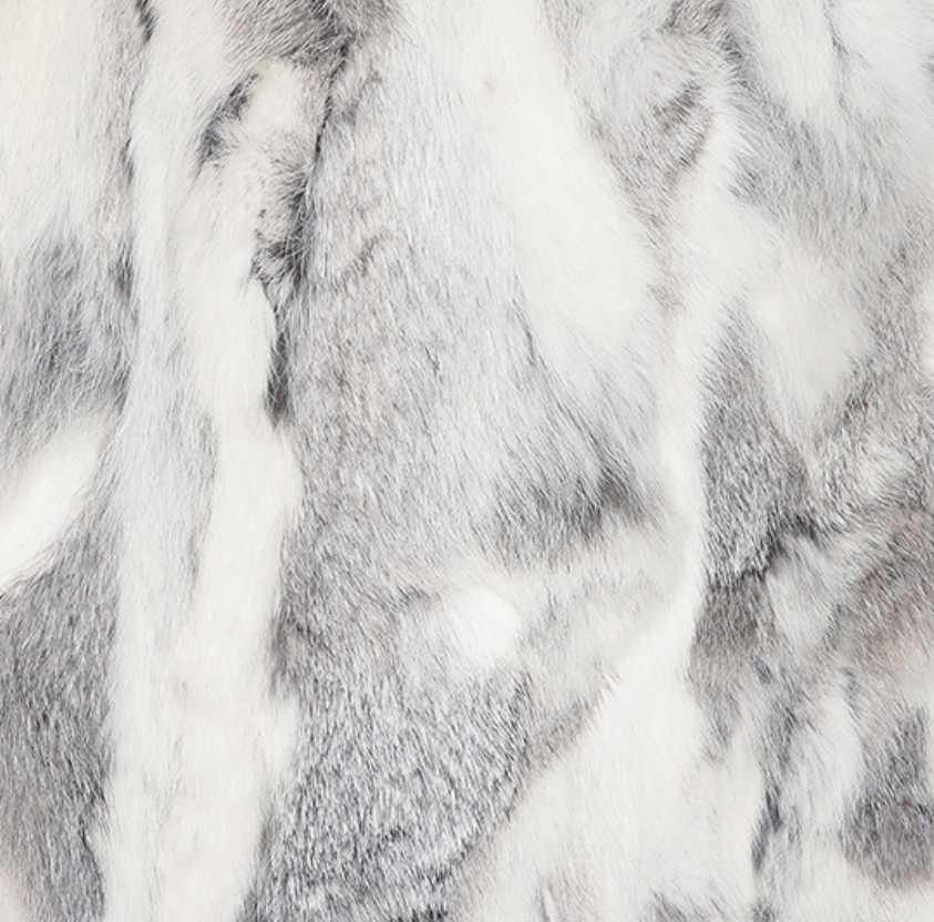 Grey Patch Rabbit Fur Pillow - Thumbnail 3