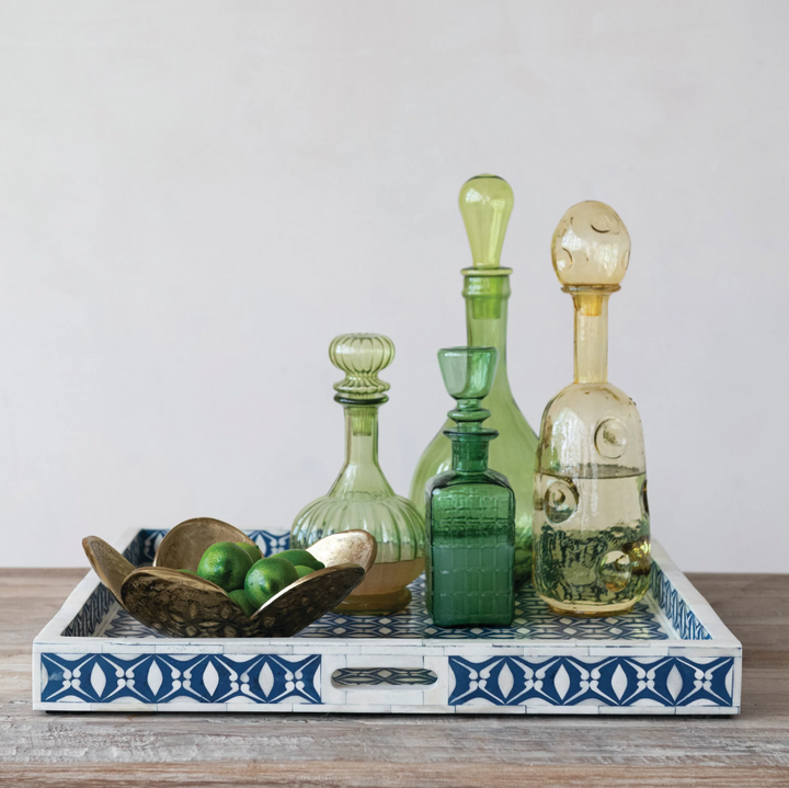 28 oz. Embossed Glass Grid Pattern Decanter, Dark Green - 13 Hub Lane   |  Decanters