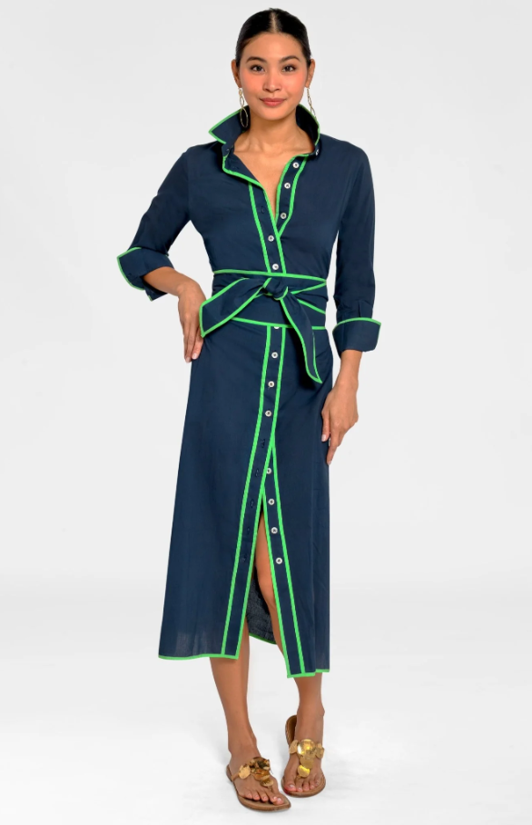 Shirt Tails Long Dress, Navy