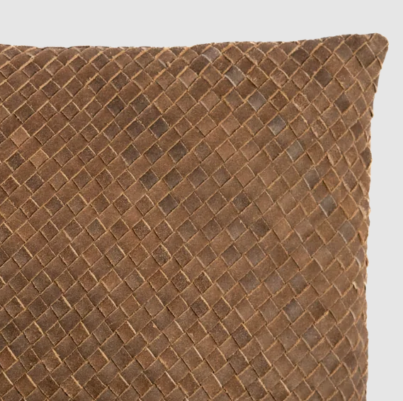 Waffle Weave Leather Lumbar, Cognac