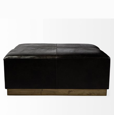 Minara 36" Square Leather Ottoman - 13 Hub Lane   |  Cocktail Ottomans