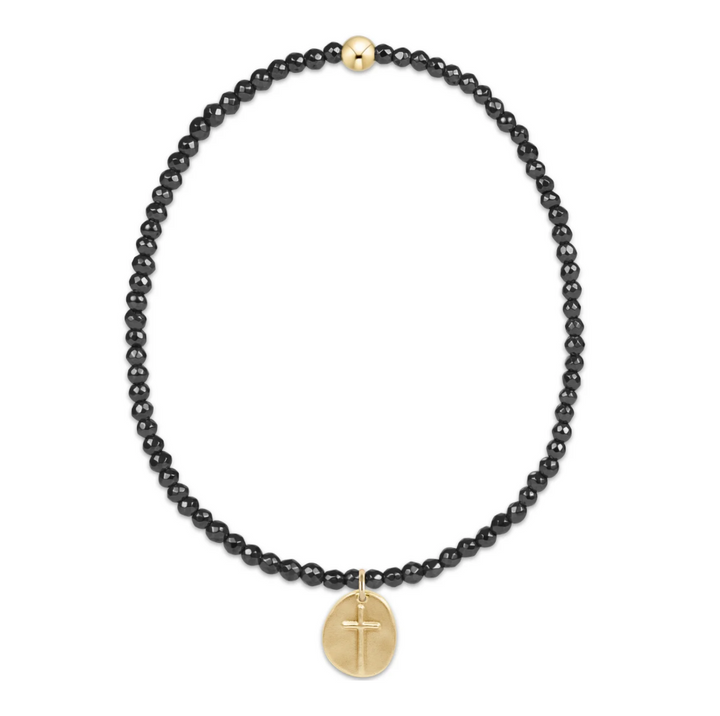 enewton faceted hematite 2mm bead bracelet - inspire small gold charm - 13 Hub Lane   |  Charm Bracelets