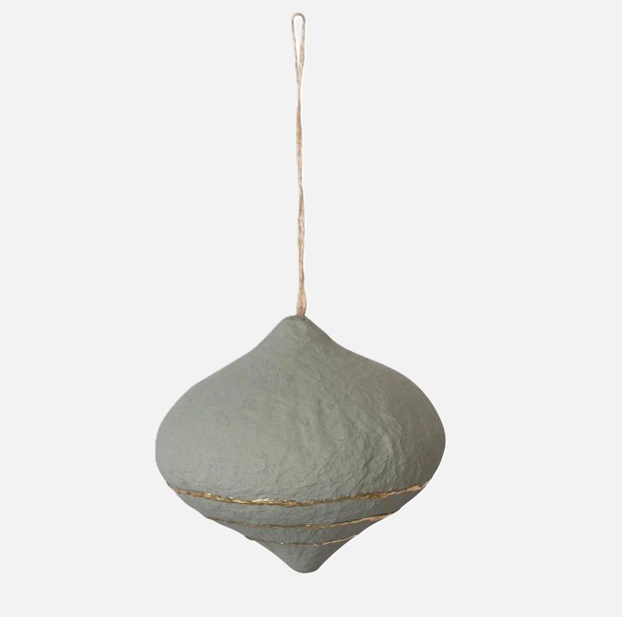 Paper Mache Ornament w/ Gold Stripes - Thumbnail 2