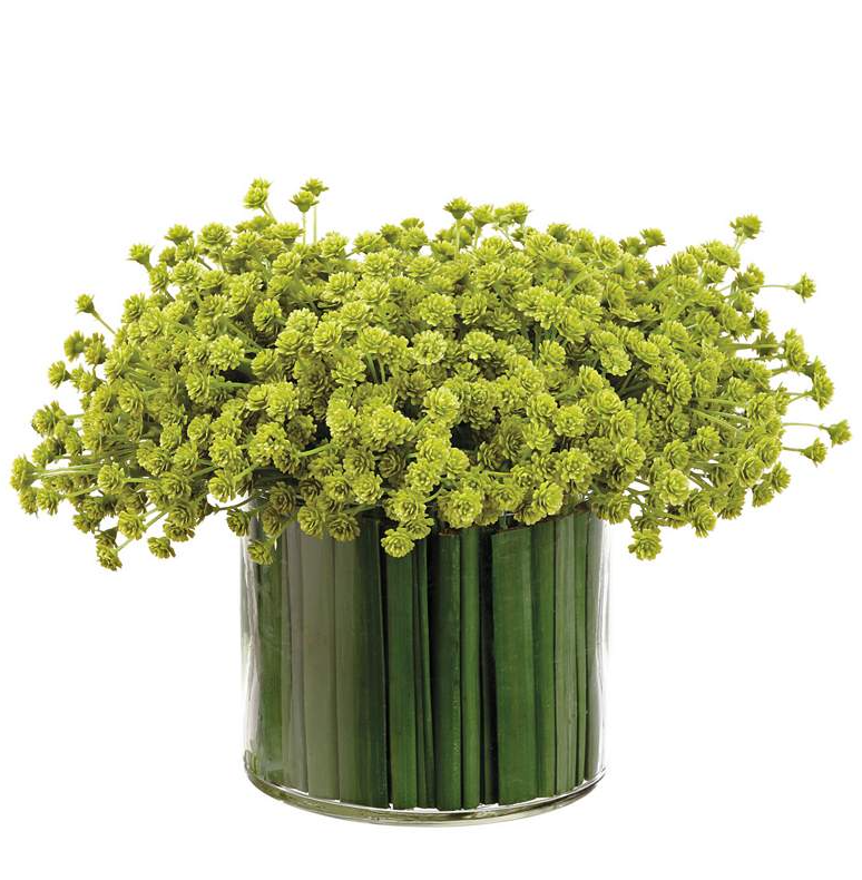 Baby's Breath & Grass w/ Glass Vase
