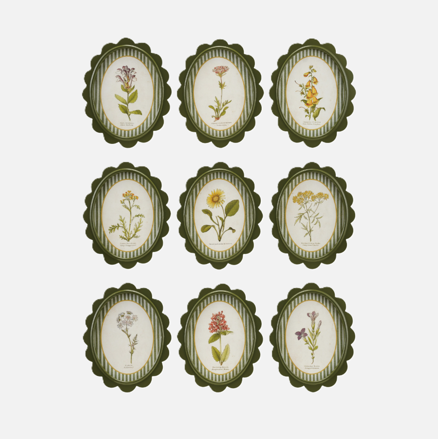 Scalloped Flower, Green Stripe Mat