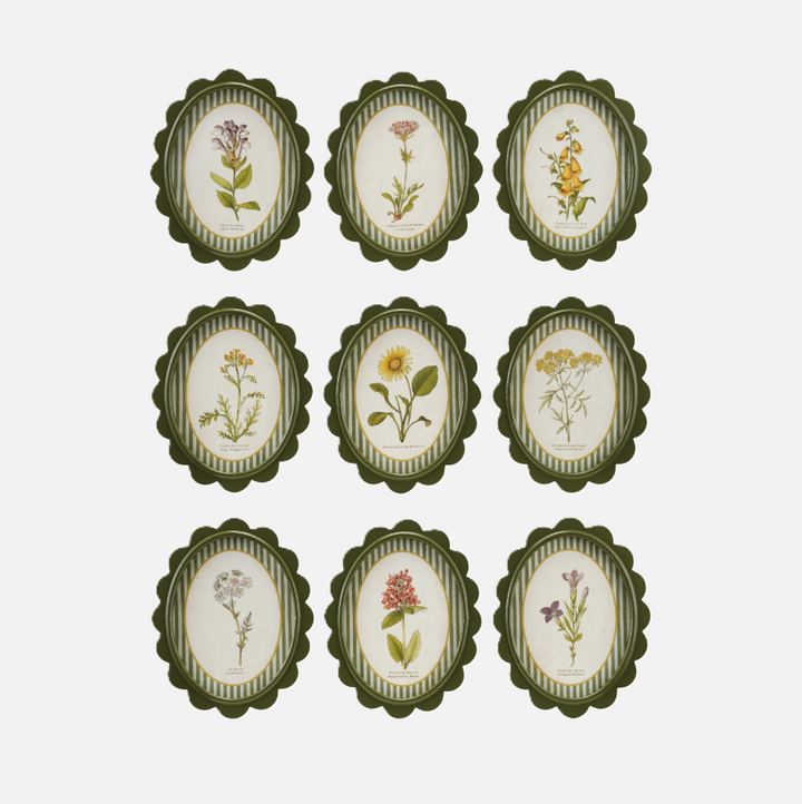 Scalloped Flower, Green Stripe Mat