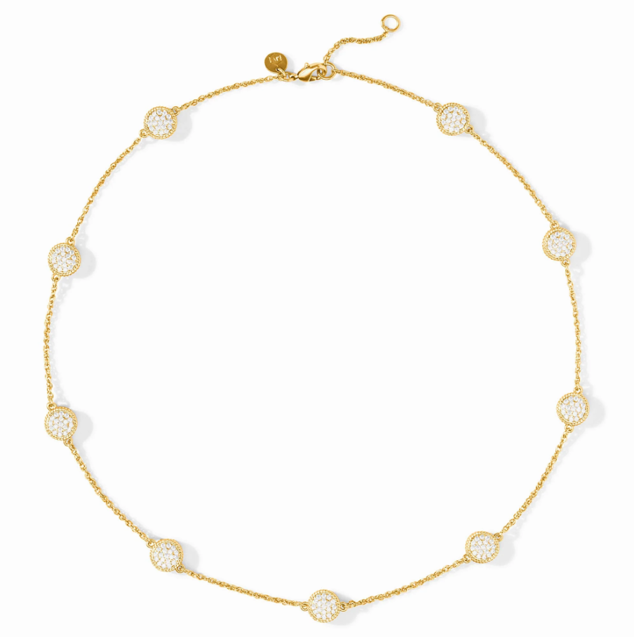 Julie Vos Windsor Delicate Station Necklace, Pavé Cubic Zirconia