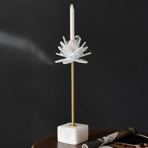 Selenite Stone Flower Candle Holder - 13 Hub Lane   |  