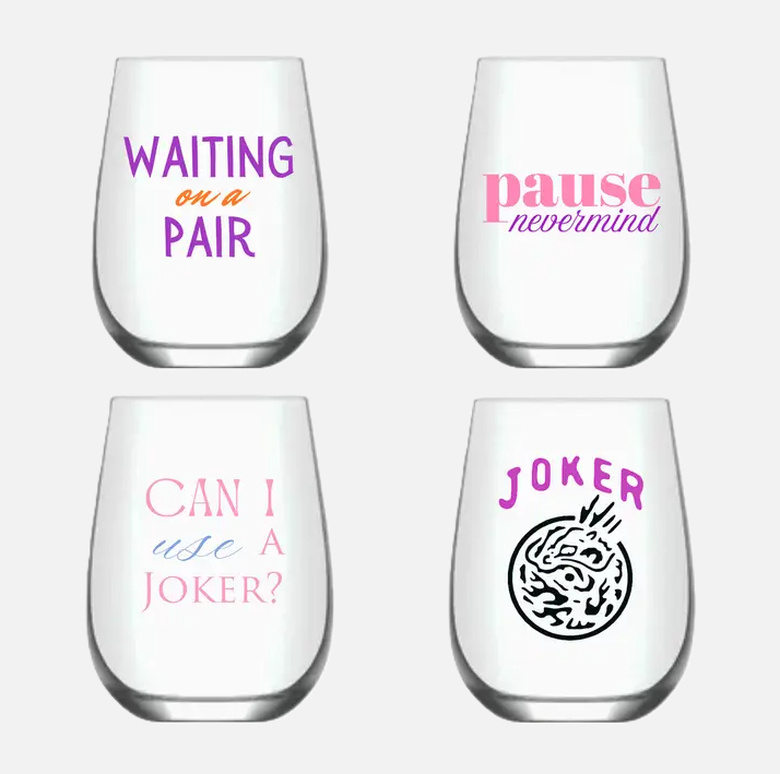 Mahjong Stemless Wine Glasses - Variety Pack