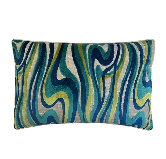 Swerve Mediterranean Blue Velvet Pillow - 13 Hub Lane   |  