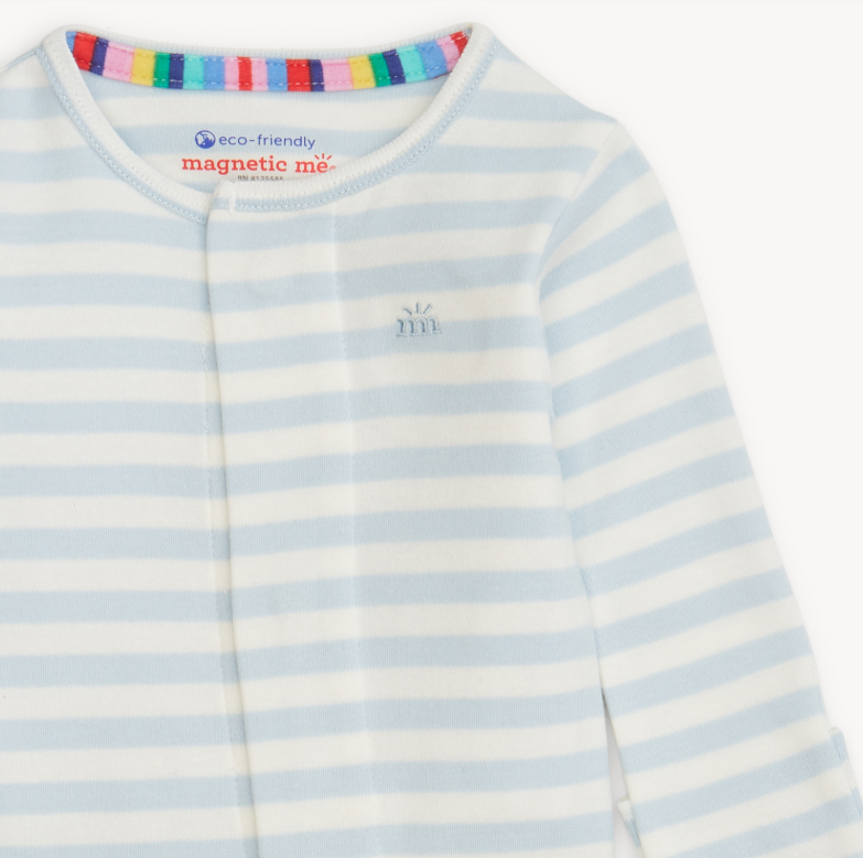 blue stripe organic cotton footie - 13 Hub Lane   |  Footies