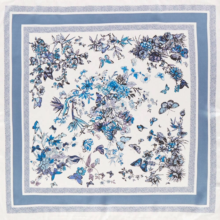 Chinoiserie Printed Satin Bandana Scarf