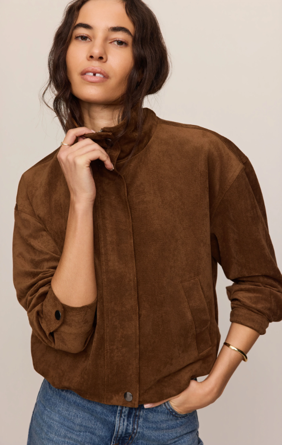 Corin Bubble Hem Jacket, Saddle Suede