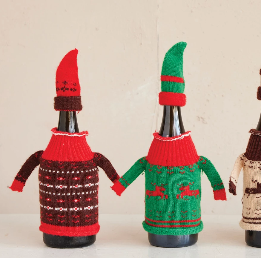 Knit Fabric Hat & Sweater Bottle Topper - 13 Hub Lane   |  