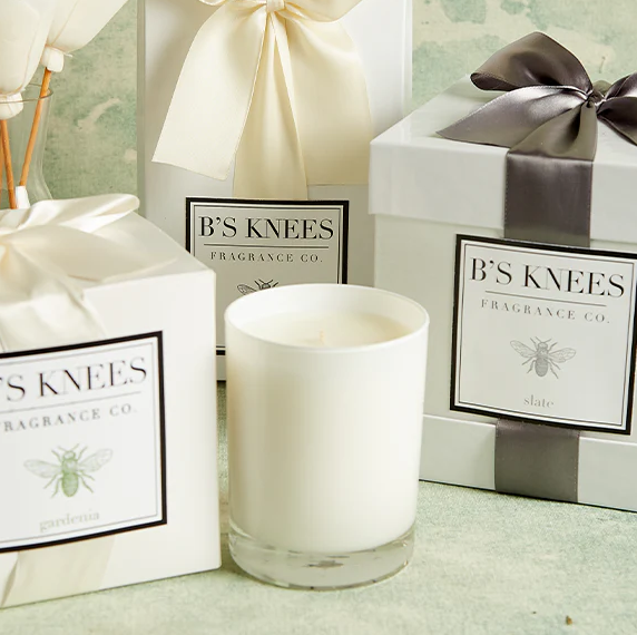 B's Knees 2-Wick White Glass Candle
