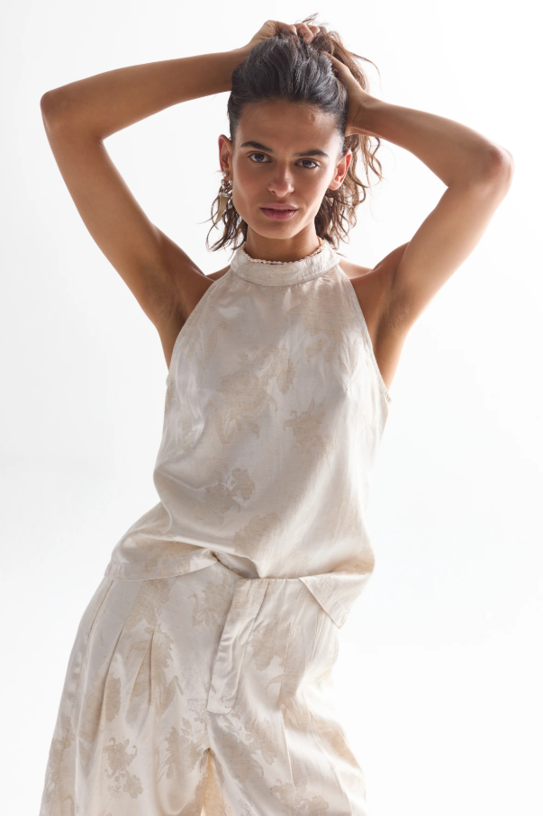 Olivia Brocade Top, Ivory Garden - 13 Hub Lane   |  Halters