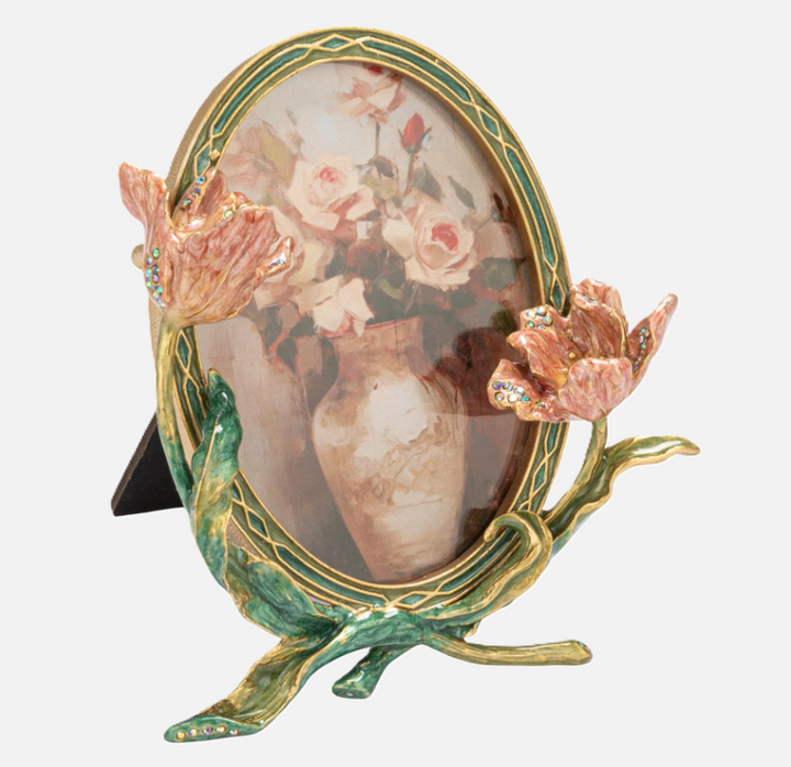 3D Flowers & Jewels Enameled Photo Frame