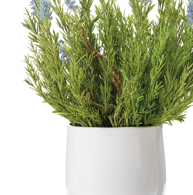Lavender & Wood Silk Flower Arrangement w/Ceramic Vase - Thumbnail 3