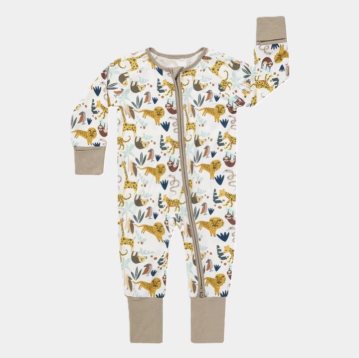 Jungle Friends Bamboo Pajama Convertible Footie Romper - 13 Hub Lane   |  