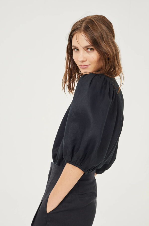 Bubble Linen Shirt, Black - 13 Hub Lane   |  