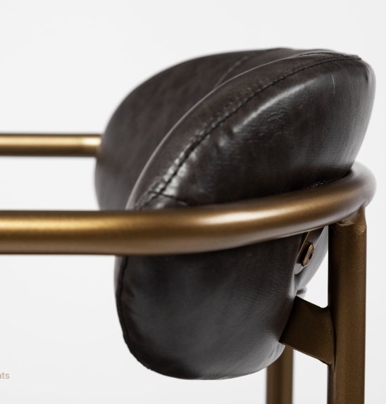 Parker Faux Leather & Gold Metal Bar Stool