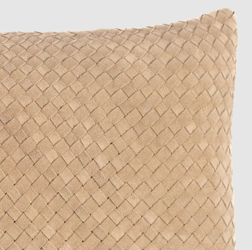 Waffle Weave Leather Lumbar, Taupe - 13 Hub Lane   |  