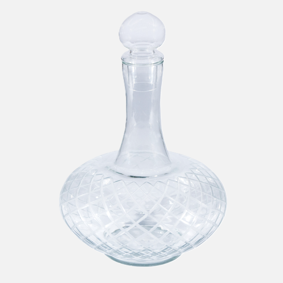 112oz. Diamond Etched Glass Decanter