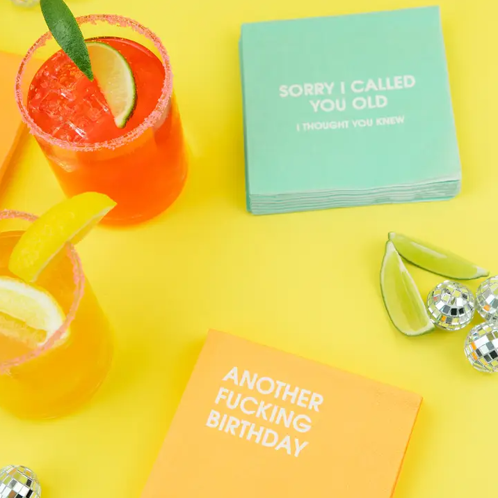 Sorry I Called You Old - Cocktail Napkins - 13 Hub Lane   |  Funny Cocktail Napkins