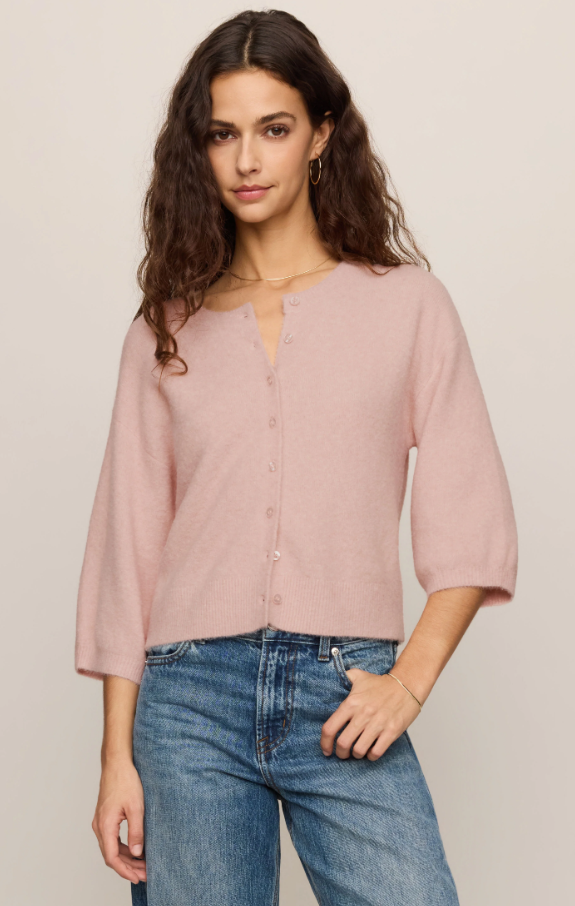 Valor Short Sleeve Cardigan, Soft Blush