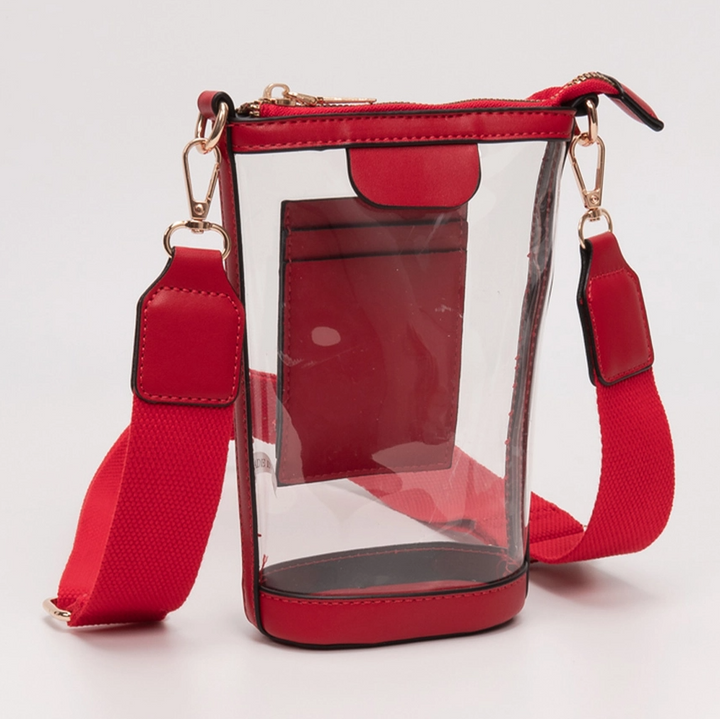Transparent Crossbody Bag / Phone Bag, Red - 13 Hub Lane   |  Clear Crossbodies